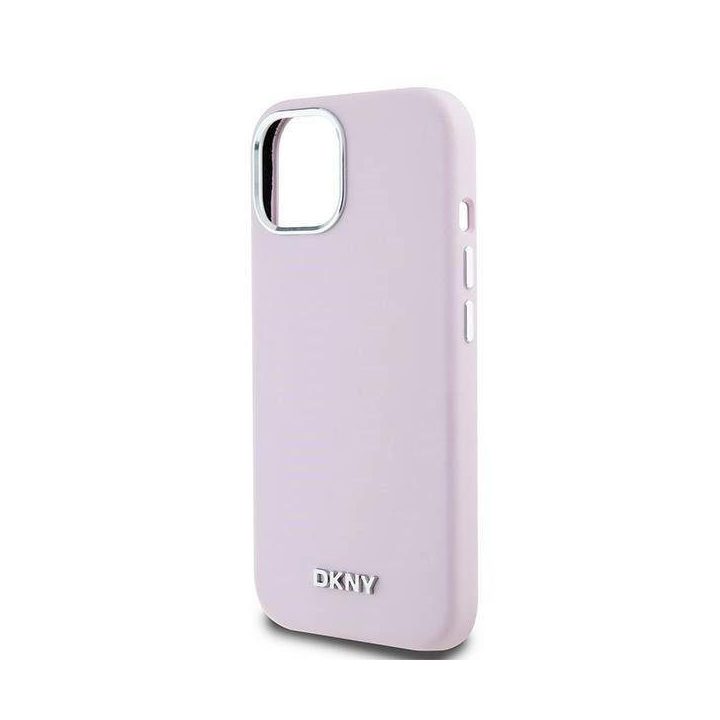DKNY Liquid Silicone Small Metal Logo Magsafe dėklas iPhone 14 / 15 / 13 - rausvas