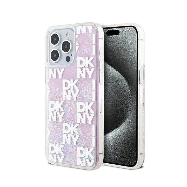 DKNY Liquid Glitter Multilogo“ dėklas iPhone 15 Pro Max“ – rausvas