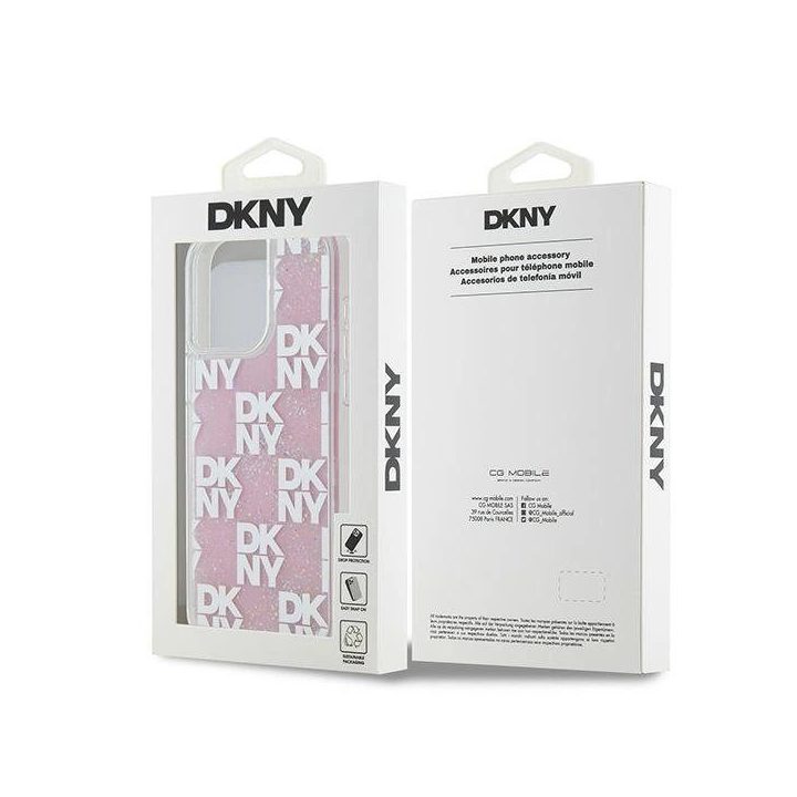 DKNY Liquid Glitter Multilogo“ dėklas iPhone 15 Pro Max“ – rausvas
