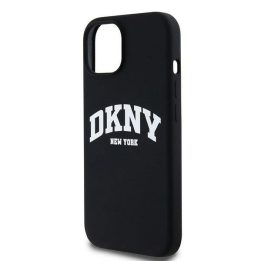 DKNY Liquid Silicone White Printed Logo MagSafe“ dėklas iPhone 11“ / Xr“ – juodas