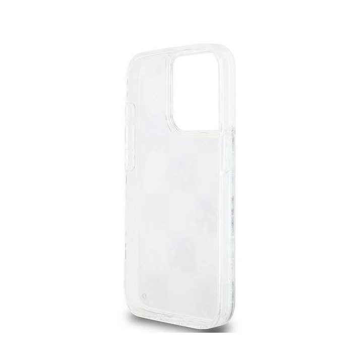DKNY Liquid Glitter Multilogo dėklas iPhone 15 Pro – baltos spalvos