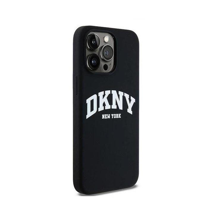DKNY Liquid Silicone White Printed Logo MagSafe dėklas iPhone 14 Pro Max“ – juodas