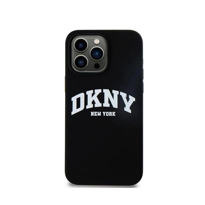 DKNY Liquid Silicone White Printed Logo MagSafe dėklas iPhone 14 Pro Max“ – juodas
