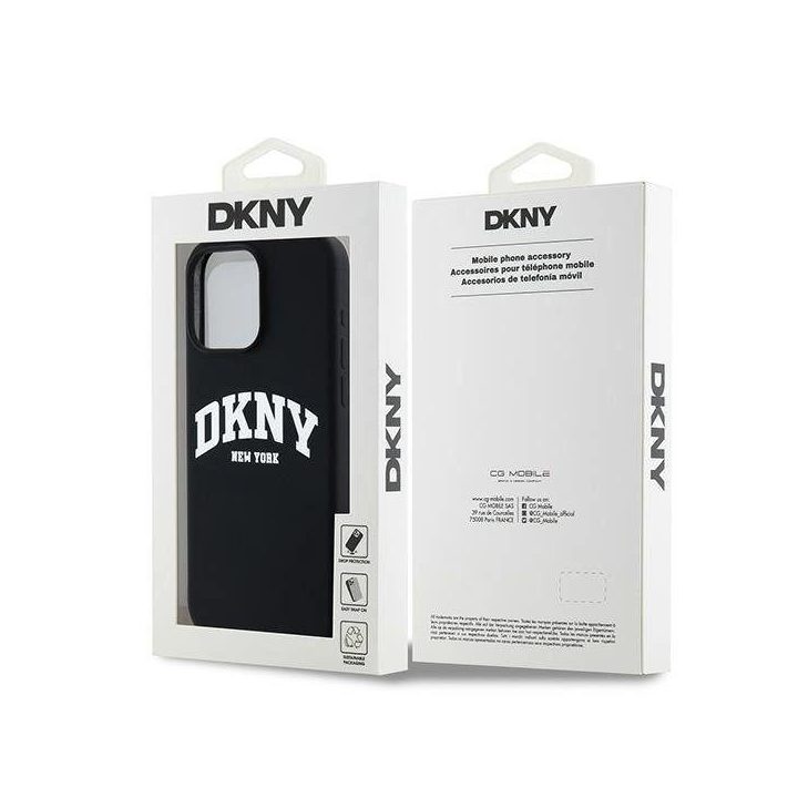 DKNY Liquid Silicone White Printed Logo MagSafe dėklas iPhone 14 Pro Max“ – juodas