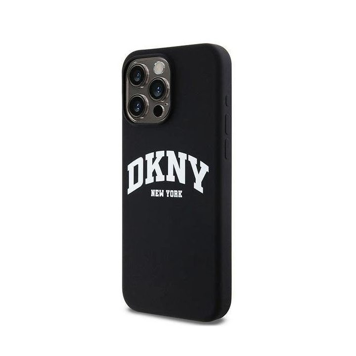 DKNY Liquid Silicone White Printed Logo MagSafe dėklas iPhone 14 Pro Max“ – juodas