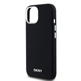 DKNY Liquid Silicone Small Metal Logo“ MagSafe“ dėklas iPhone 15 Plus“ / 14 Plus“ – juodas