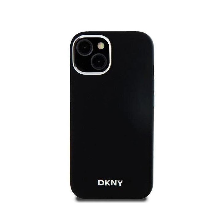 DKNY Liquid Silicone Small Metal Logo“ MagSafe“ dėklas iPhone 15 Plus“ / 14 Plus“ – juodas