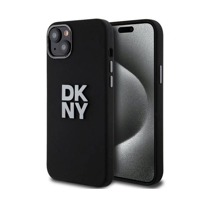 DKNY Liquid Silicone Metal Logo“ dėklas iPhone 15 / 14 / 13“ – juoda
