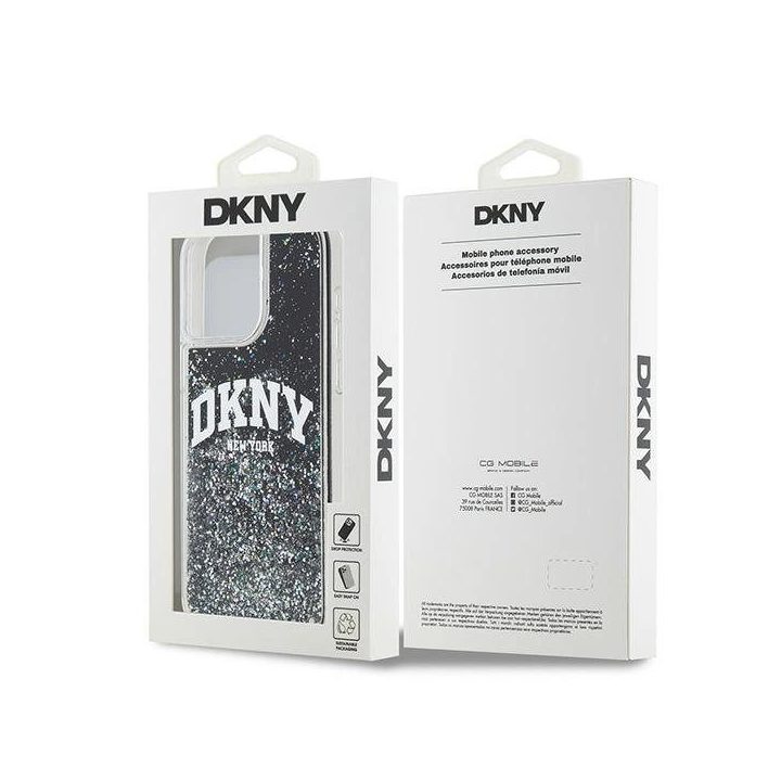 DKNY Liquid Glitter Big Logo“ dėklas skirtas iPhone 15 Pro Max“ išmaniajam telefonui – juodas