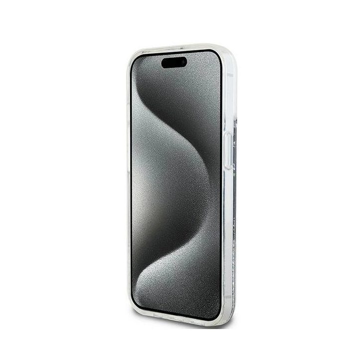 DKNY Liquid Glitter“ dėklas su dideliu logotipu iPhone 14“ / 15“ / 13“ – juodos spalvos