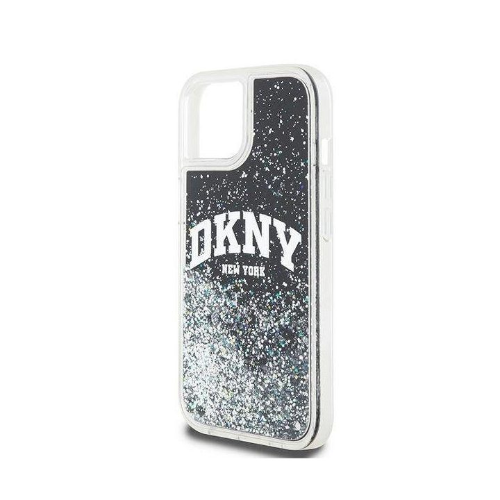 DKNY Liquid Glitter Big Logo dėklas skirtas iPhone 12 Pro / 12“ išmaniesiems telefonams – juodos spalvos