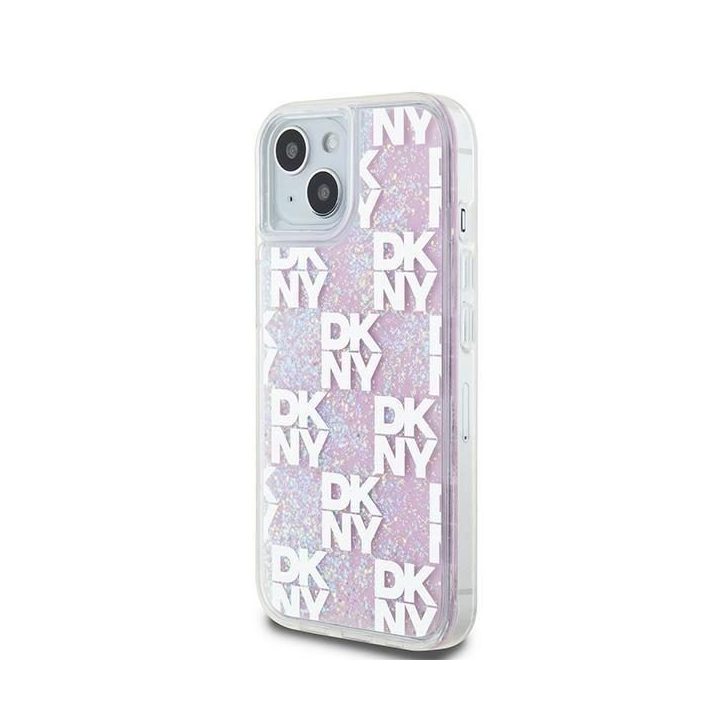 DKNY Liquid Glitter Multilogo dėkliukas iPhone 15“ / 14“ / 13“ – rausvas