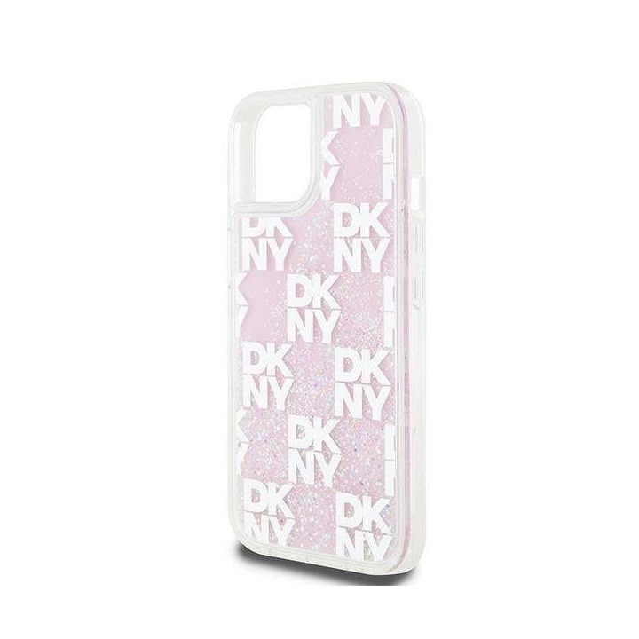 DKNY Liquid Glitter Multilogo dėkliukas iPhone 15“ / 14“ / 13“ – rausvas