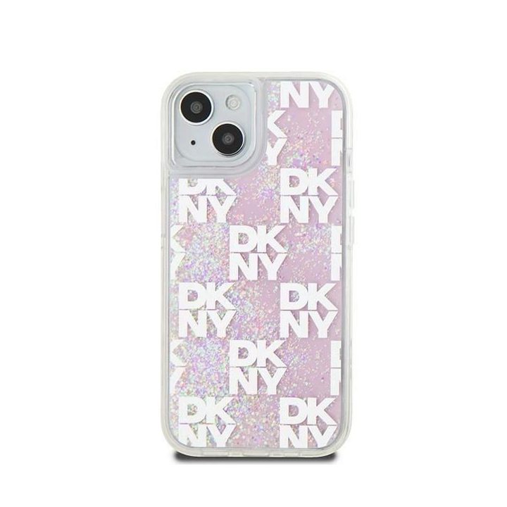 DKNY Liquid Glitter Multilogo dėkliukas iPhone 15“ / 14“ / 13“ – rausvas