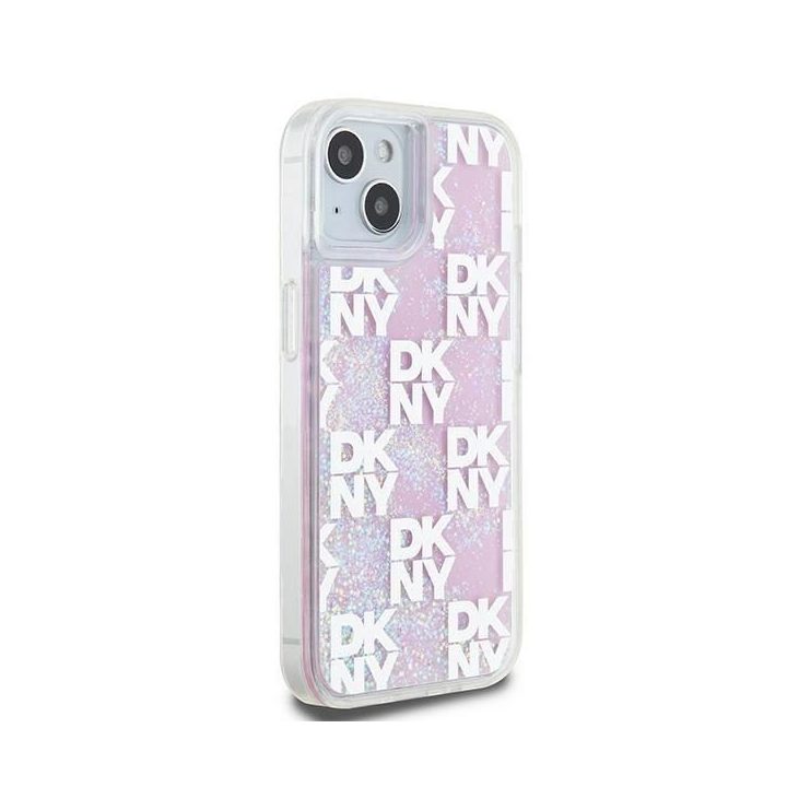 DKNY Liquid Glitter Multilogo dėkliukas iPhone 15“ / 14“ / 13“ – rausvas
