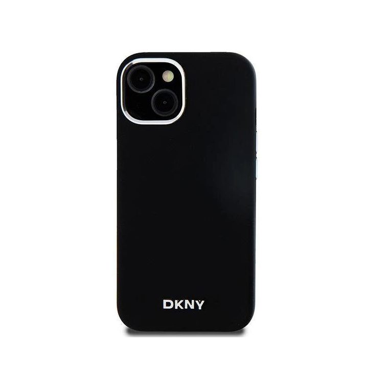 DKNY Liquid Silicone Small Metal Logo MagSafe“ dėklas iPhone 14“ / 15“ / 13“ – juodas
