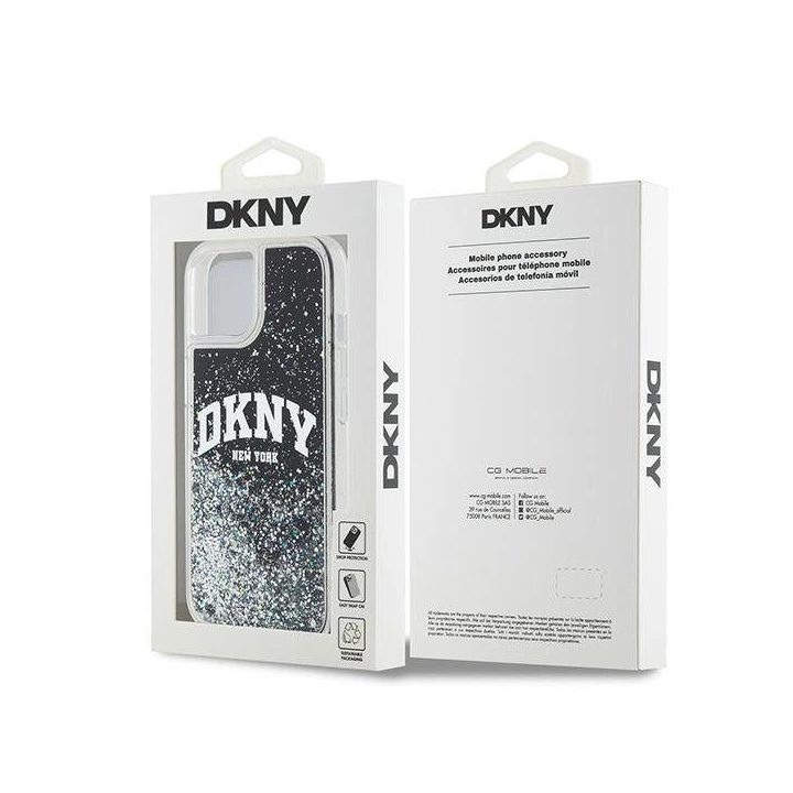 DKNY Liquid Glitter Big Logo įdėklas iPhone 15 Plus“ / iPhone 14 Plus“ – juodas