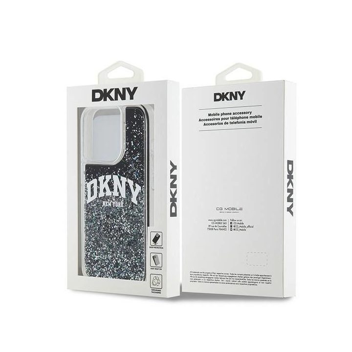 DKNY Liquid Glitter Big Logo dėklas iPhone 15 Pro“ – juodas
