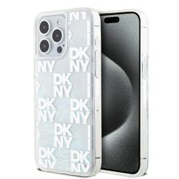 DKNY Liquid Glitter Multilogo dėklas iPhone 15 Pro Max - balta spalva