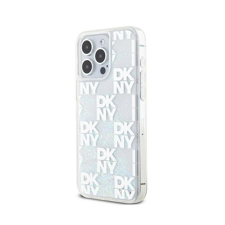 DKNY Liquid Glitter Multilogo dėklas iPhone 15 Pro Max - balta spalva