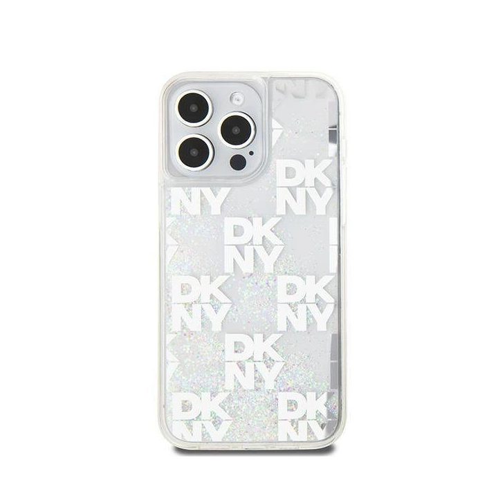 DKNY Liquid Glitter Multilogo dėklas iPhone 15 Pro Max - balta spalva