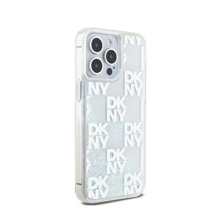 DKNY Liquid Glitter Multilogo dėklas iPhone 15 Pro Max - balta spalva