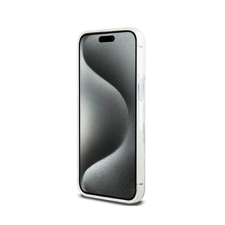DKNY Liquid Glitter Multilogo dėklas iPhone 15 Pro Max - balta spalva