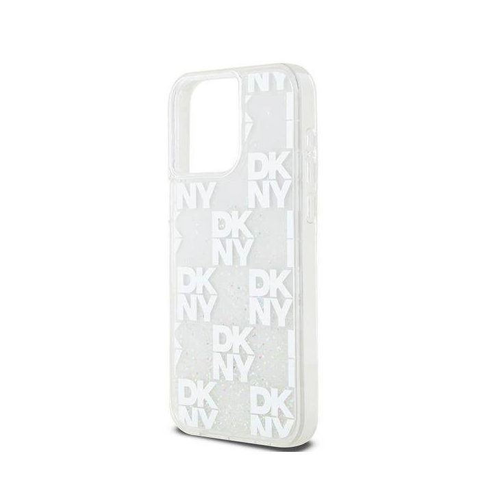 DKNY Liquid Glitter Multilogo dėklas iPhone 15 Pro Max - balta spalva