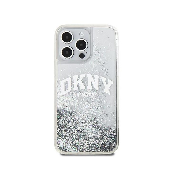 DKNY Liquid Glitter Big Logo dėklas skirtas iPhone 15 Pro – baltas