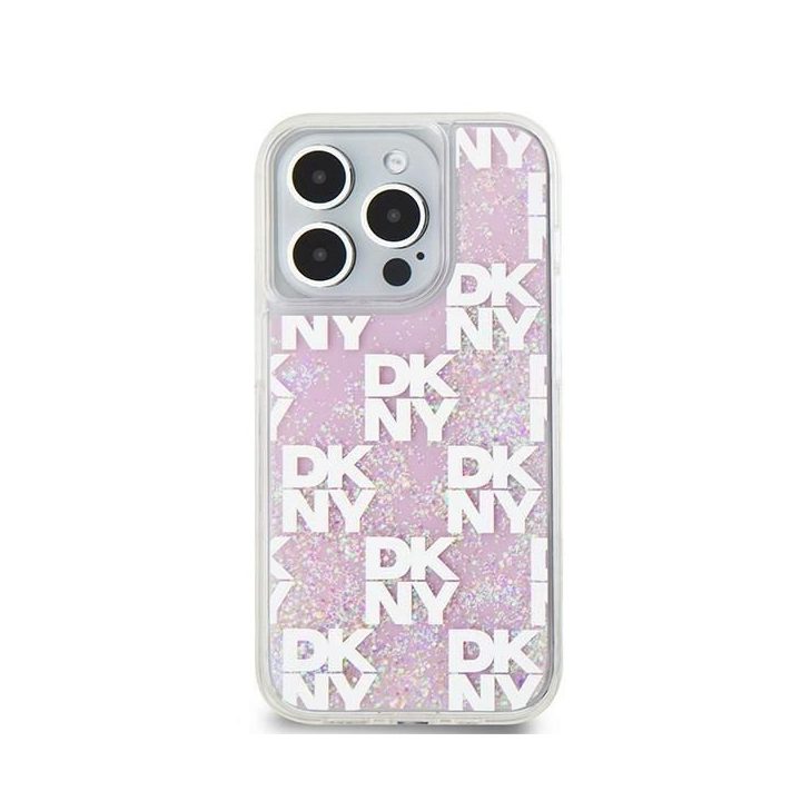 DKNY Liquid Glitter Multilogo“ dėklas iPhone 15 Pro“ – rausvas