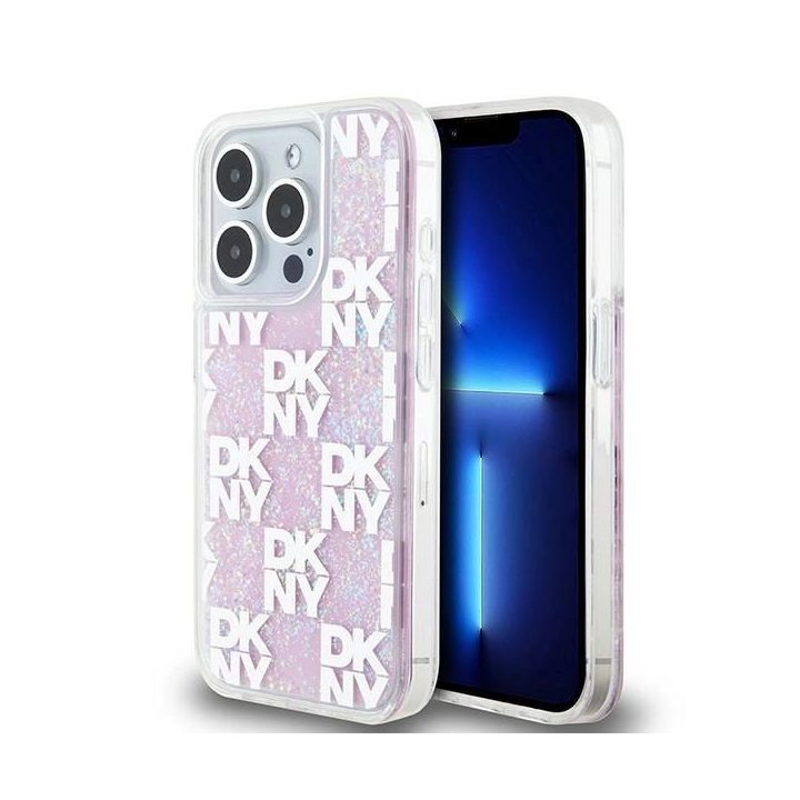 DKNY Liquid Glitter Multilogo“ dėklas iPhone 15 Pro“ – rausvas