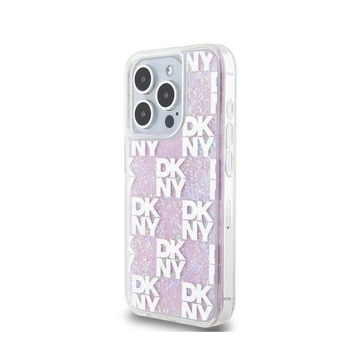 DKNY Liquid Glitter Multilogo“ dėklas iPhone 15 Pro“ – rausvas