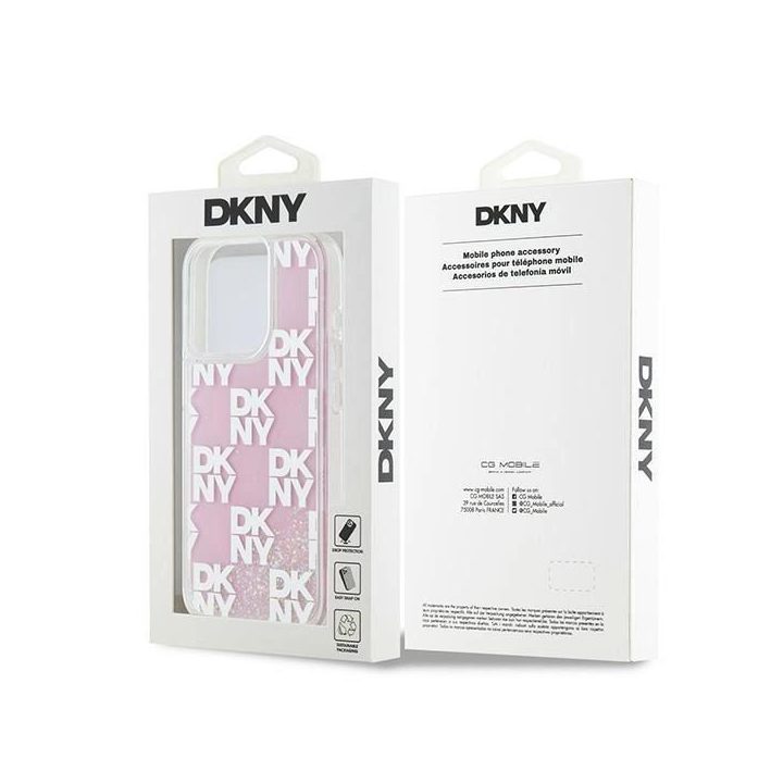 DKNY Liquid Glitter Multilogo“ dėklas iPhone 15 Pro“ – rausvas