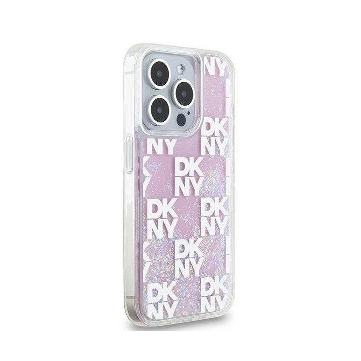 DKNY Liquid Glitter Multilogo“ dėklas iPhone 15 Pro“ – rausvas