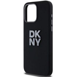 DKNY Liquid Silicone Metal Logo dėklas iPhone 15 Pro Max – juodas
