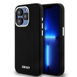 DKNY skystas silikonas Minimalus metalinis logotipas MagSafe dėklas iPhone 14 Pro“ – juodas