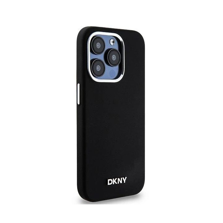 DKNY skystas silikonas Minimalus metalinis logotipas MagSafe dėklas iPhone 14 Pro“ – juodas