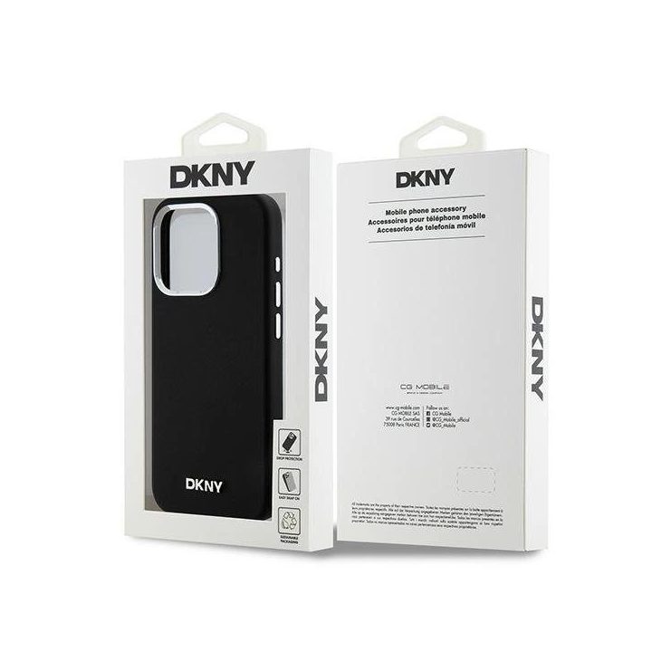 DKNY skystas silikonas Minimalus metalinis logotipas MagSafe dėklas iPhone 14 Pro“ – juodas