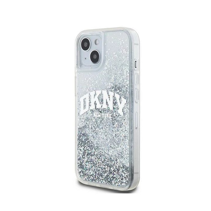 DKNY Liquid Glitter Big Logo“ dėklas skirtas iPhone 15 / 14 / 13“ – baltas