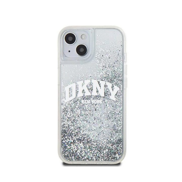 DKNY Liquid Glitter Big Logo“ dėklas skirtas iPhone 15 / 14 / 13“ – baltas