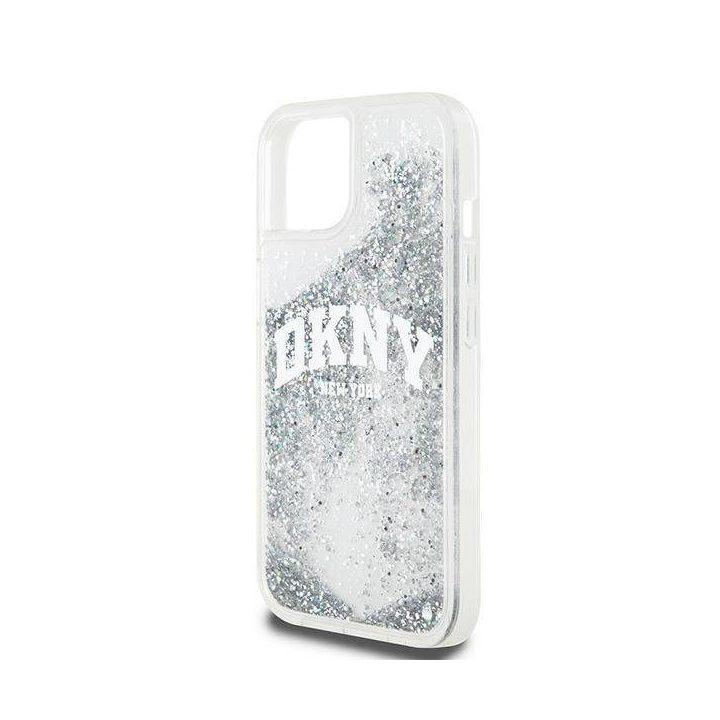 DKNY Liquid Glitter Big Logo“ dėklas skirtas iPhone 15 / 14 / 13“ – baltas