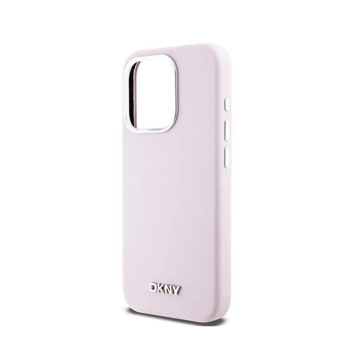 DKNY Liquid Silicone Small Metal Logo MagSafe dėklas iPhone 14 Pro - rožinis