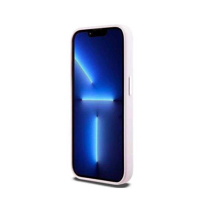 DKNY Liquid Silicone Small Metal Logo MagSafe dėklas iPhone 14 Pro - rožinis