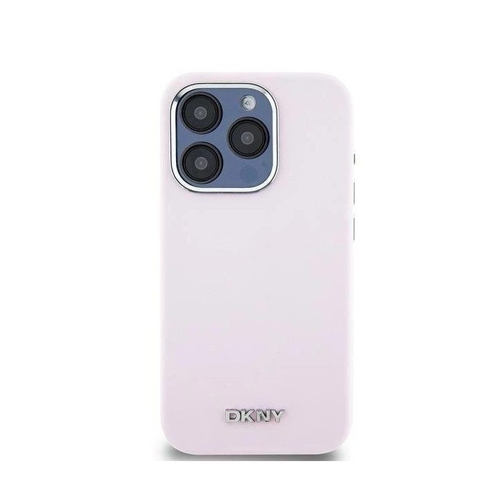 DKNY Liquid Silicone Small Metal Logo MagSafe dėklas iPhone 14 Pro - rožinis