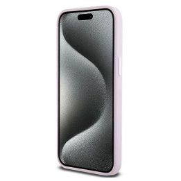 DKNY Liquid Silicone mažas apvalkalas su metaliniu MagSafe logotipui iPhone 15 Pro Max - rausva