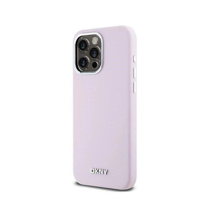 DKNY Liquid Silicone mažas apvalkalas su metaliniu MagSafe logotipui iPhone 15 Pro Max - rausva