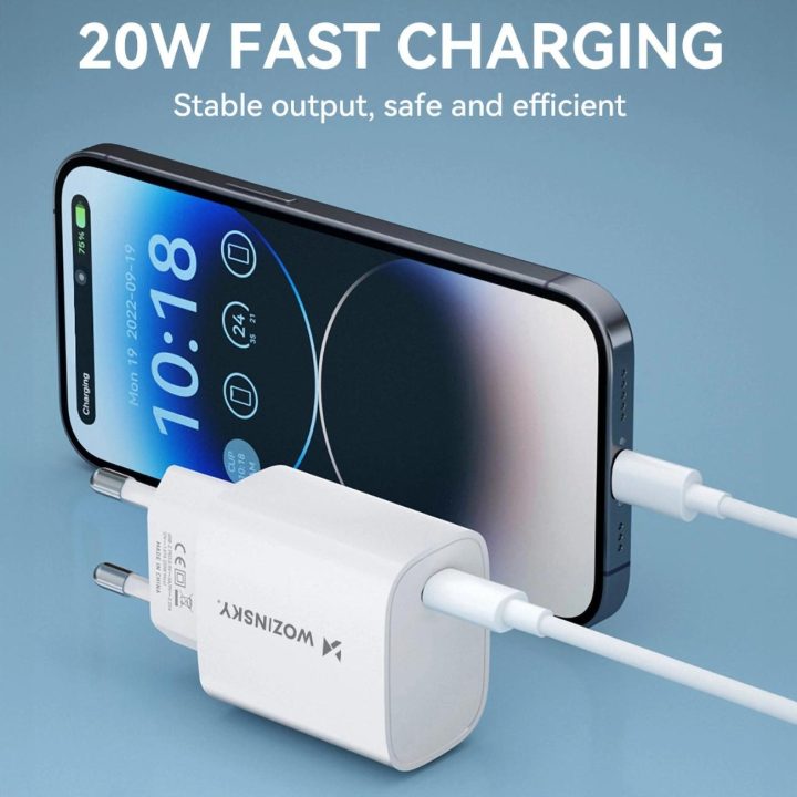 20W USB-C tinklinis įkroviklis – baltas