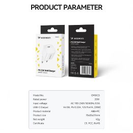 CMWCS USB-C PD 20 W sieninis įkroviklis – baltas