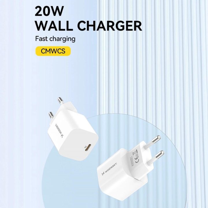 CMWCS USB-C PD 20 W sieninis įkroviklis – baltas