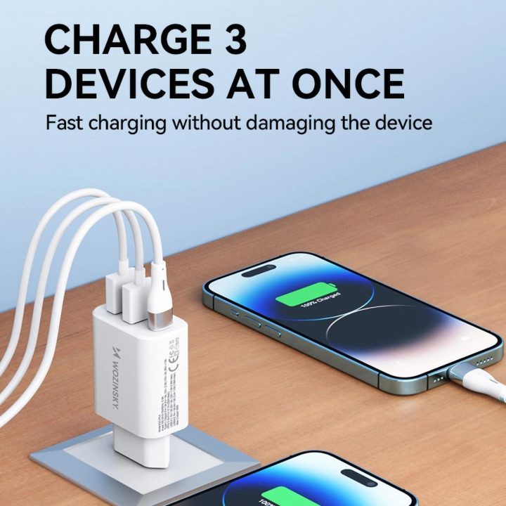 30W USB A sieninis kroviklis – baltas